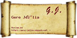 Gere Júlia névjegykártya